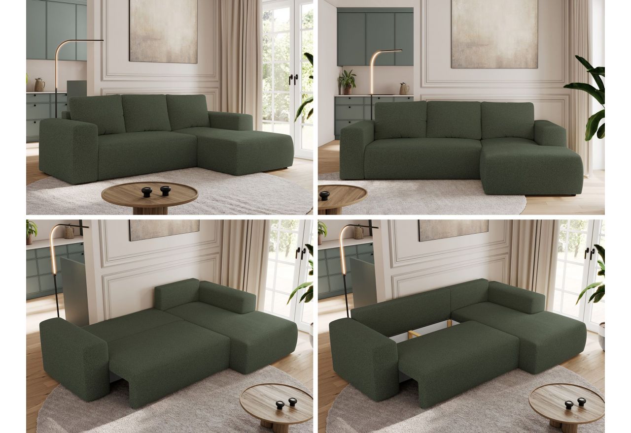 Narożnik TRENTINO L - strona prawa - zielony, boucle