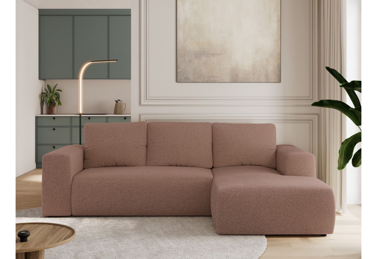 Narożnik TRENTINO L - strona prawa - różowy, boucle