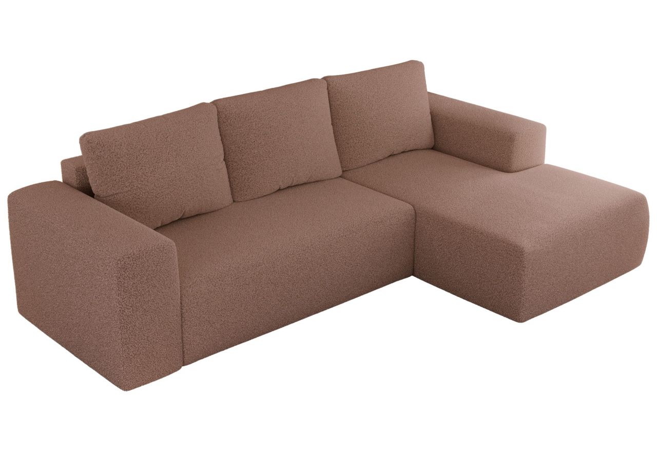 Narożnik TRENTINO L - strona prawa - różowy, boucle