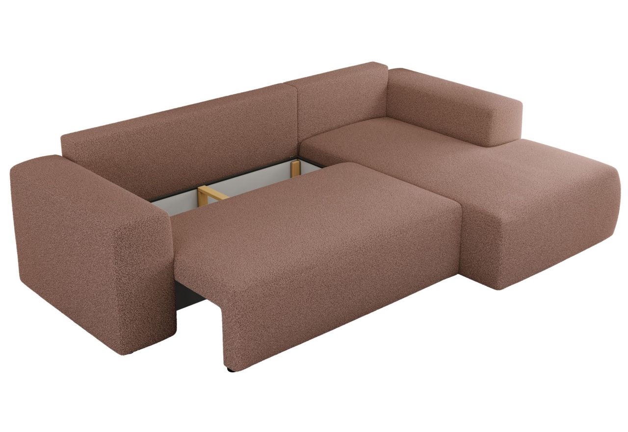 Narożnik TRENTINO L - strona prawa - różowy, boucle