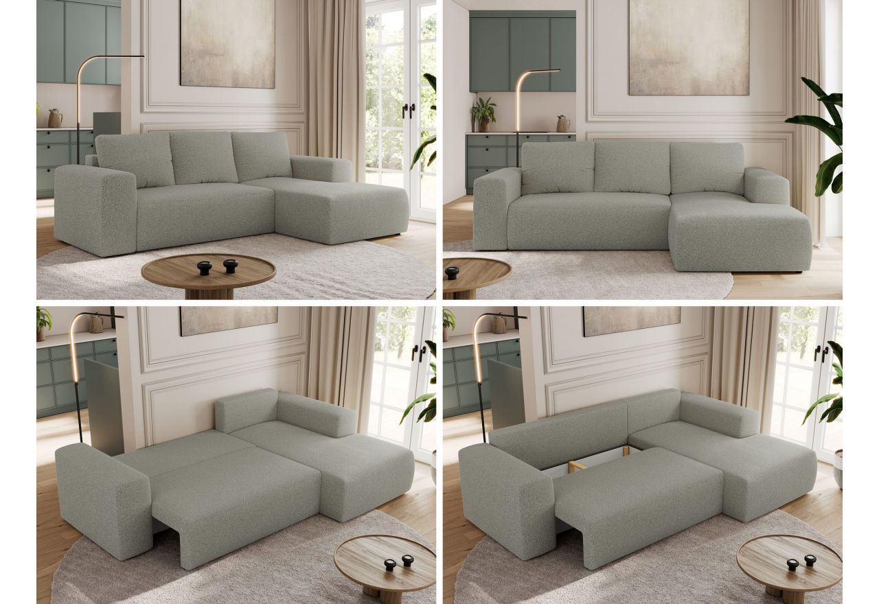 Narożnik TRENTINO L - strona prawa - jasnoszary, boucle