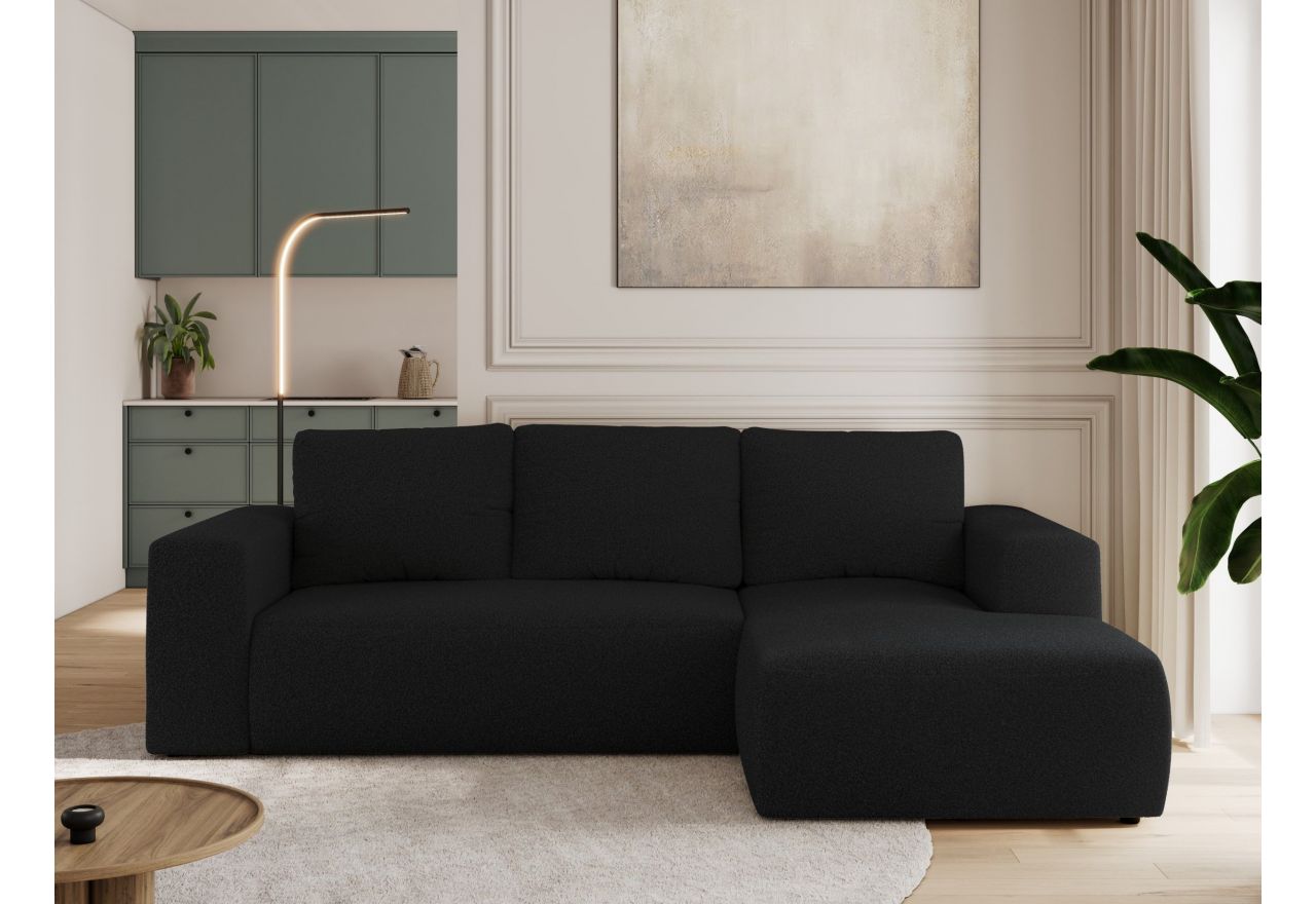 Narożnik TRENTINO L - strona prawa - czarny, boucle