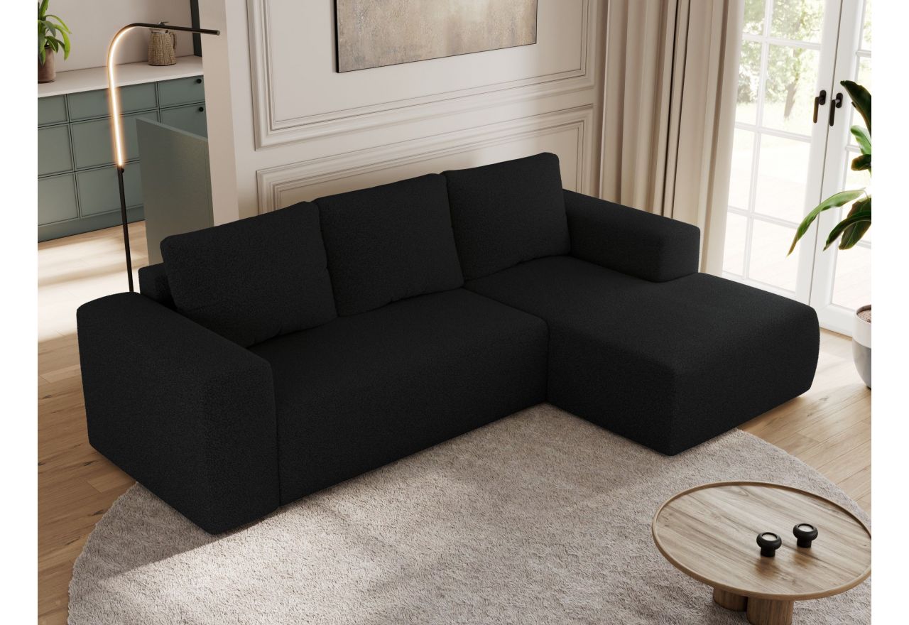 Narożnik TRENTINO L - strona prawa - czarny, boucle