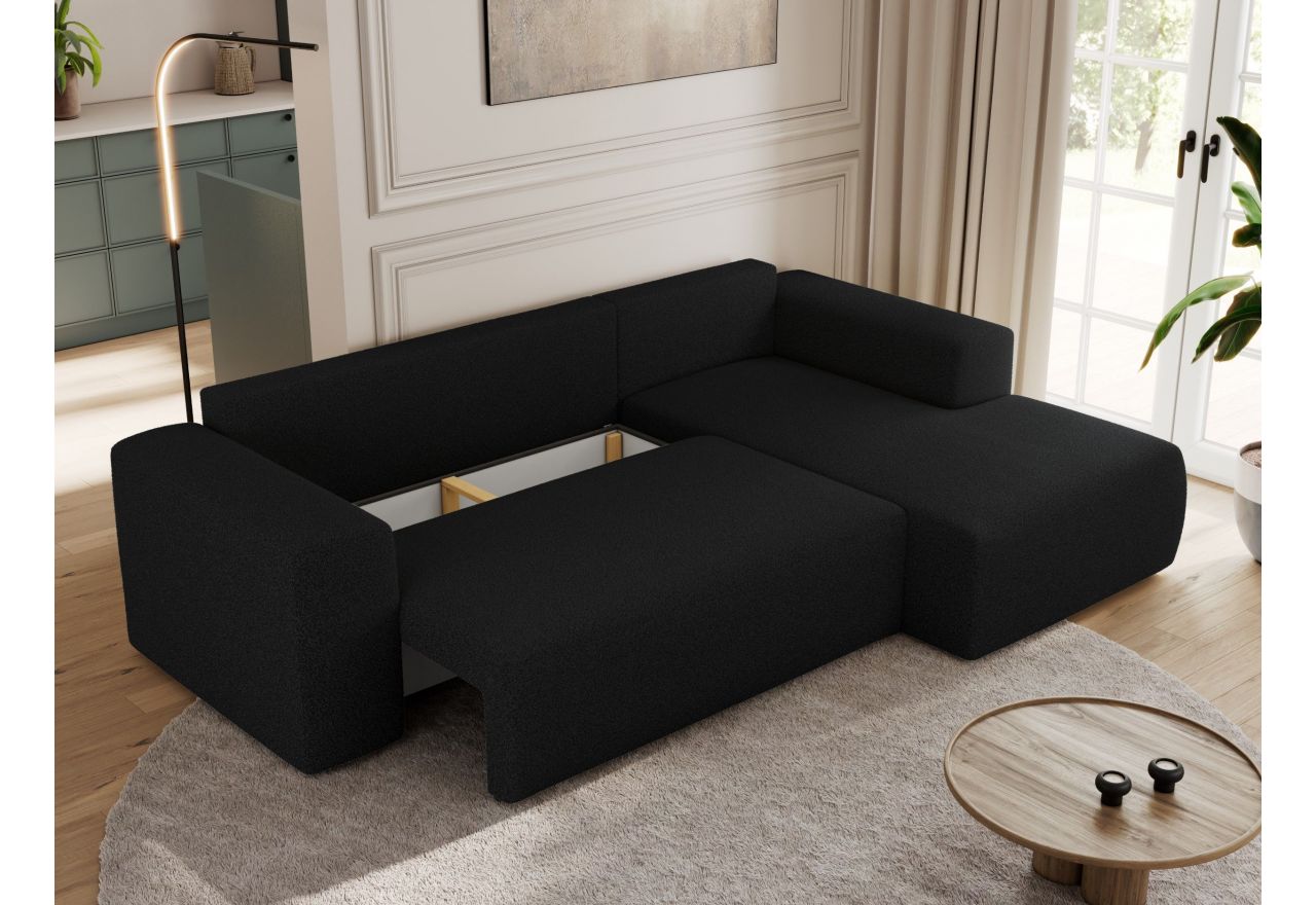 Narożnik TRENTINO L - strona prawa - czarny, boucle