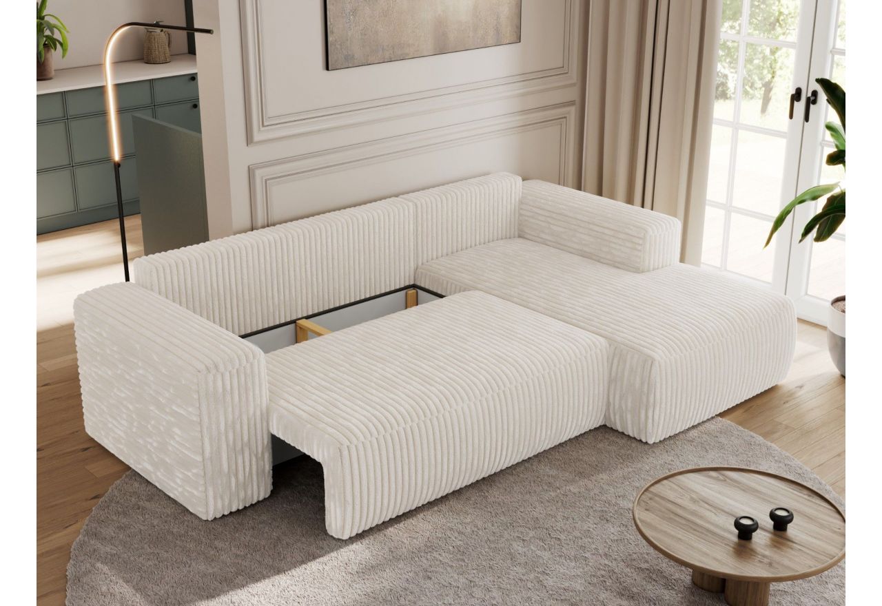 Narożnik TRENTINO L - strona prawa - beżowy, sztruks