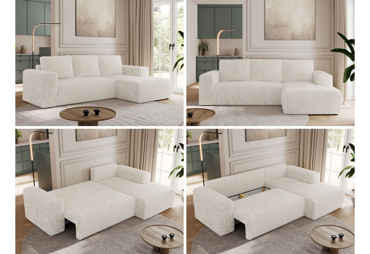 Narożnik TRENTINO L - strona prawa - beżowy, sztruks