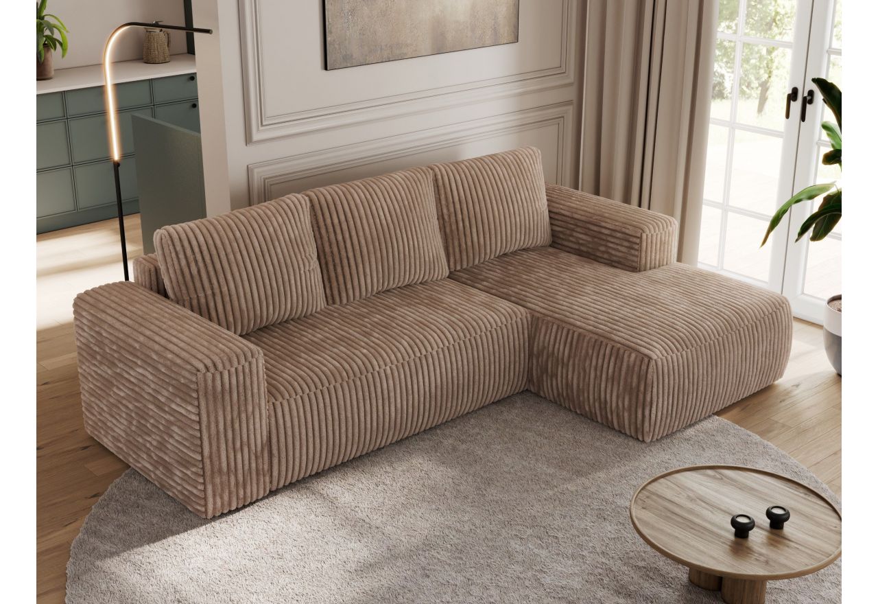 Narożnik TRENTINO L - strona prawa - brązowy, sztruks