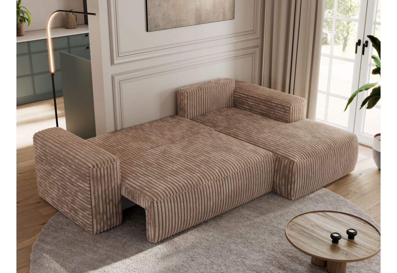 Narożnik TRENTINO L - strona prawa - brązowy, sztruks