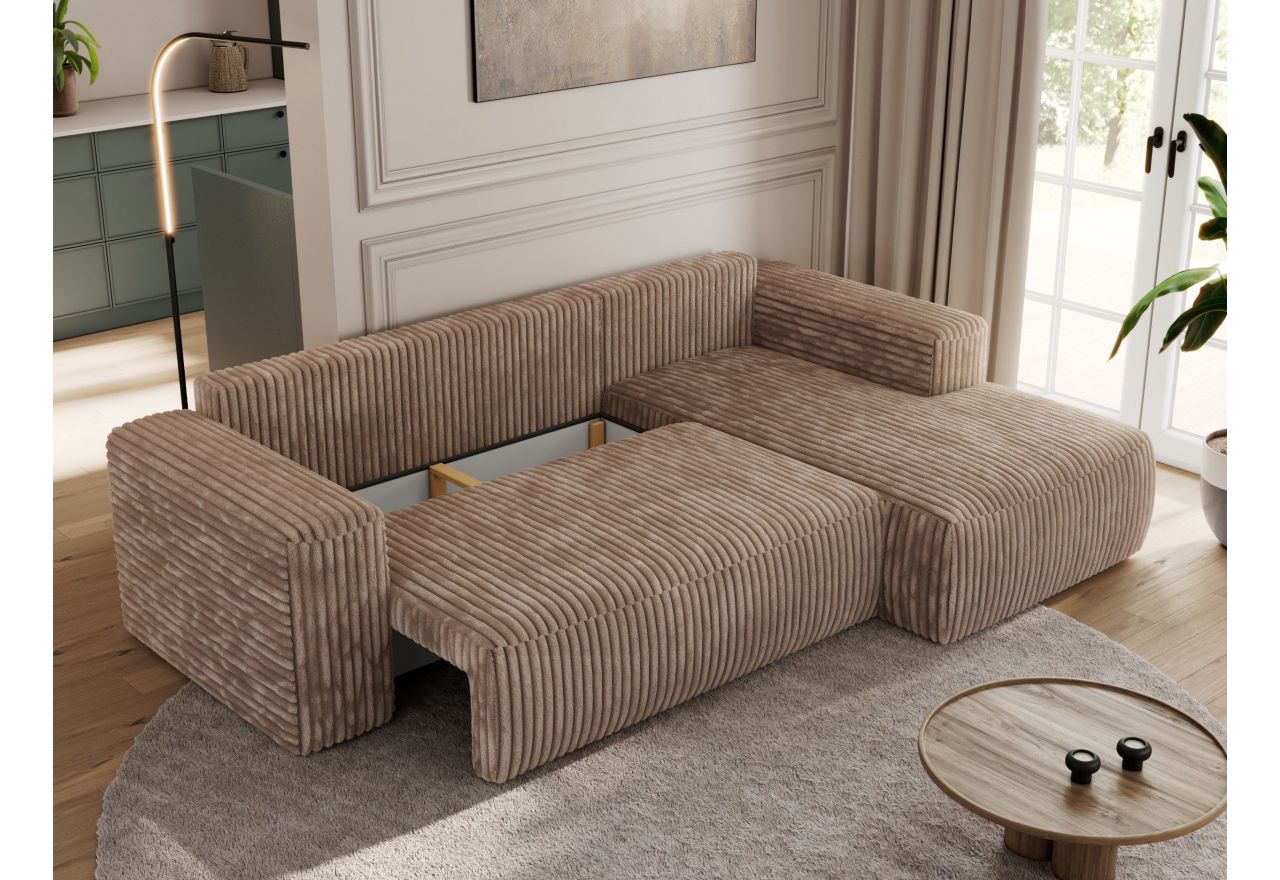 Narożnik TRENTINO L - strona prawa - brązowy, sztruks