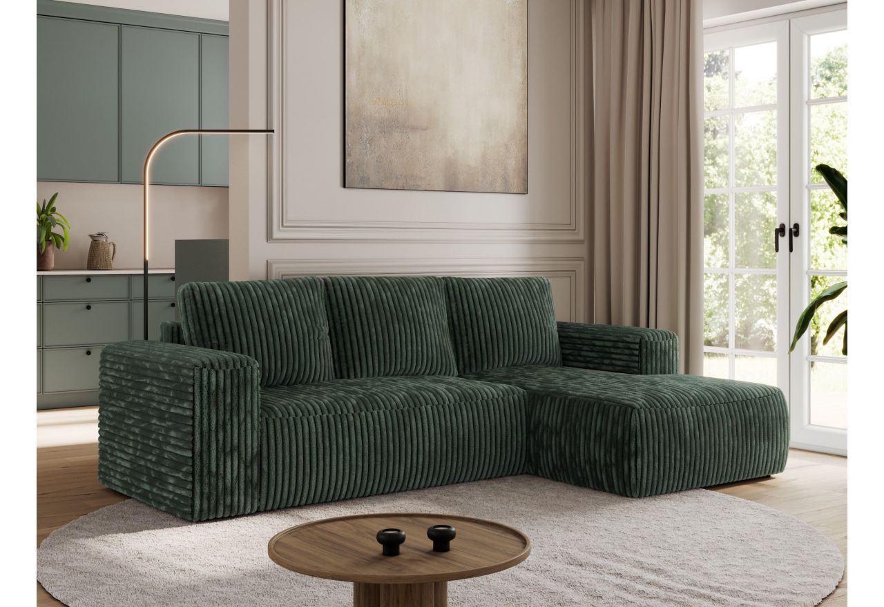 Narożnik TRENTINO L - strona prawa - zielony, sztruks