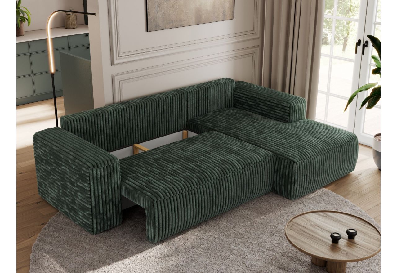 Narożnik TRENTINO L - strona prawa - zielony, sztruks