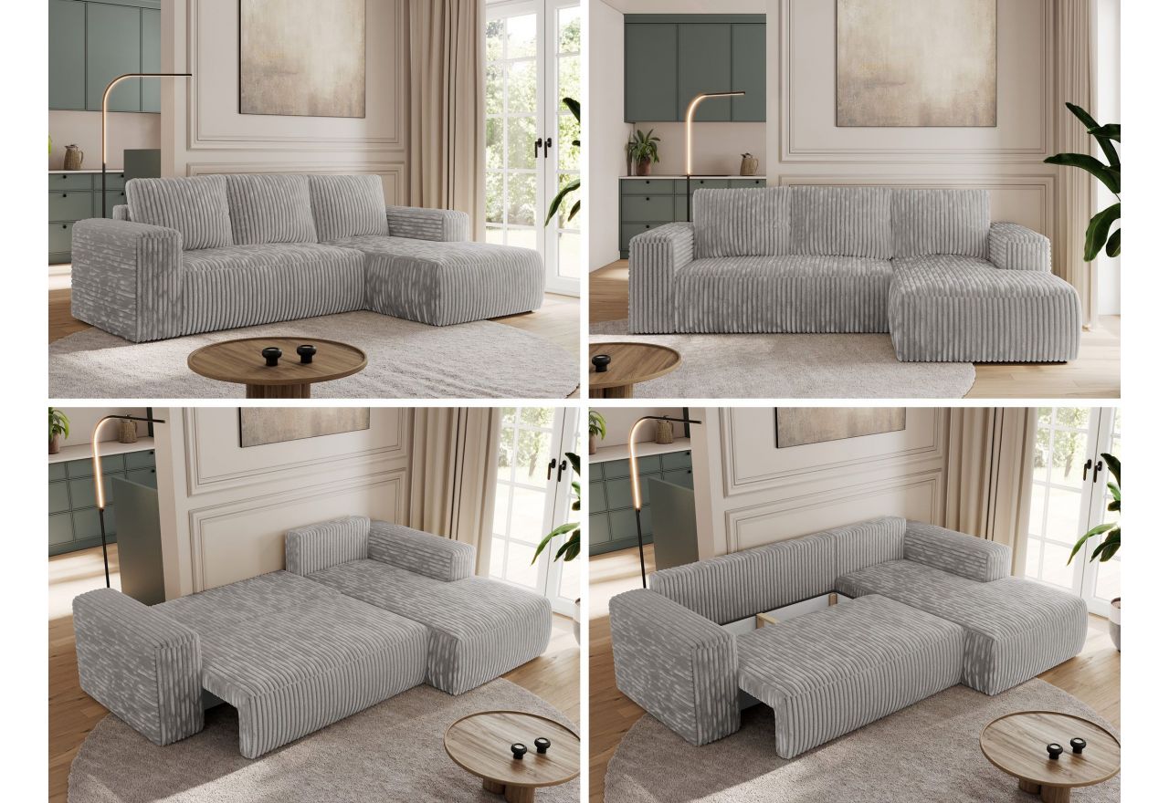 Narożnik TRENTINO L - strona prawa - jasnoszary, sztruks