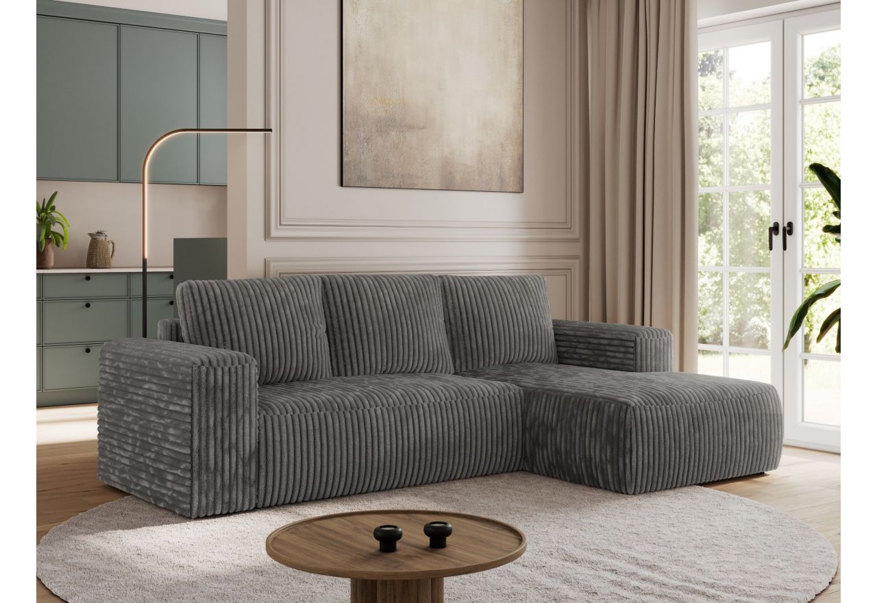 Narożnik TRENTINO L - strona prawa - szary, sztruks