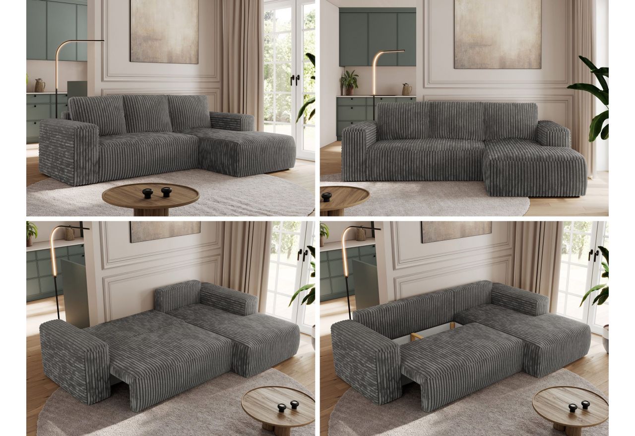 Narożnik TRENTINO L - strona prawa - szary, sztruks