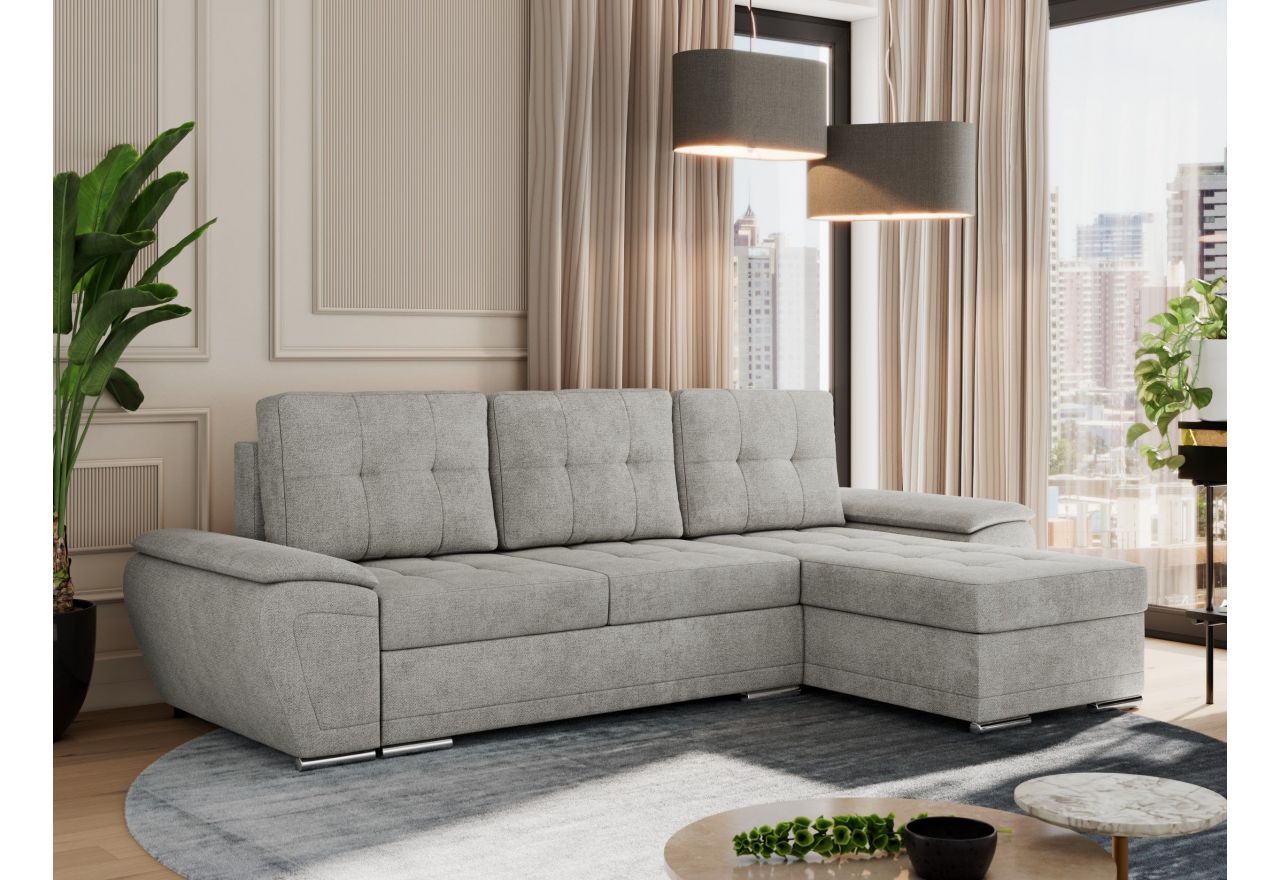 Narożnik UMBRIA L - uniwersalny - jasnoszary, struktura