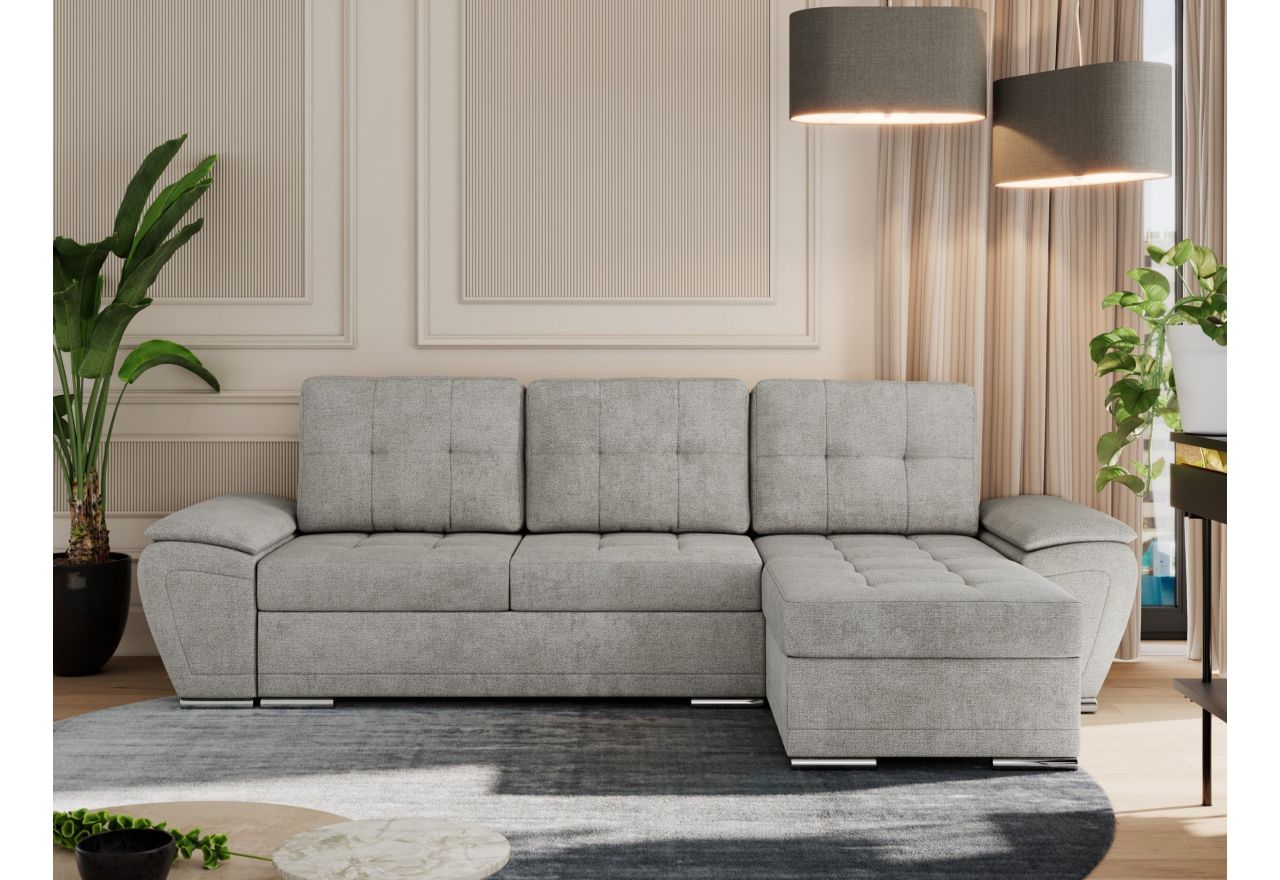 Narożnik UMBRIA L - uniwersalny - jasnoszary, struktura