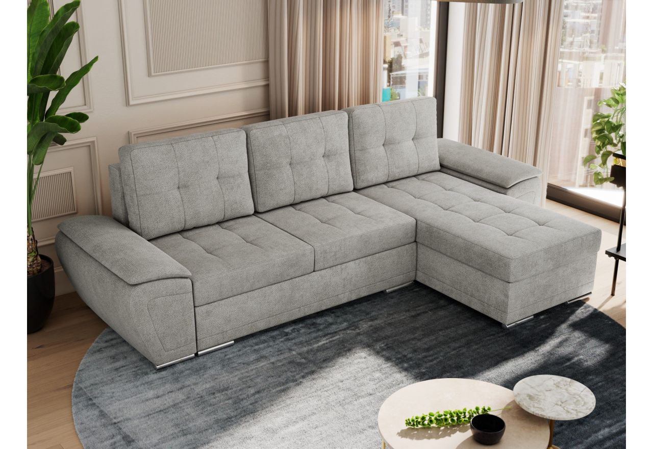 Narożnik UMBRIA L - uniwersalny - jasnoszary, struktura