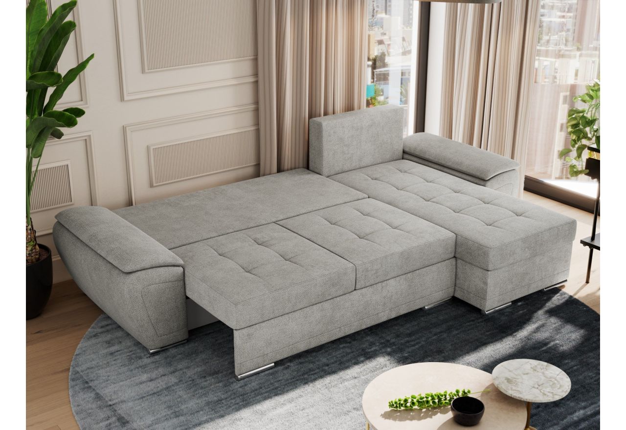 Narożnik UMBRIA L - uniwersalny - jasnoszary, struktura