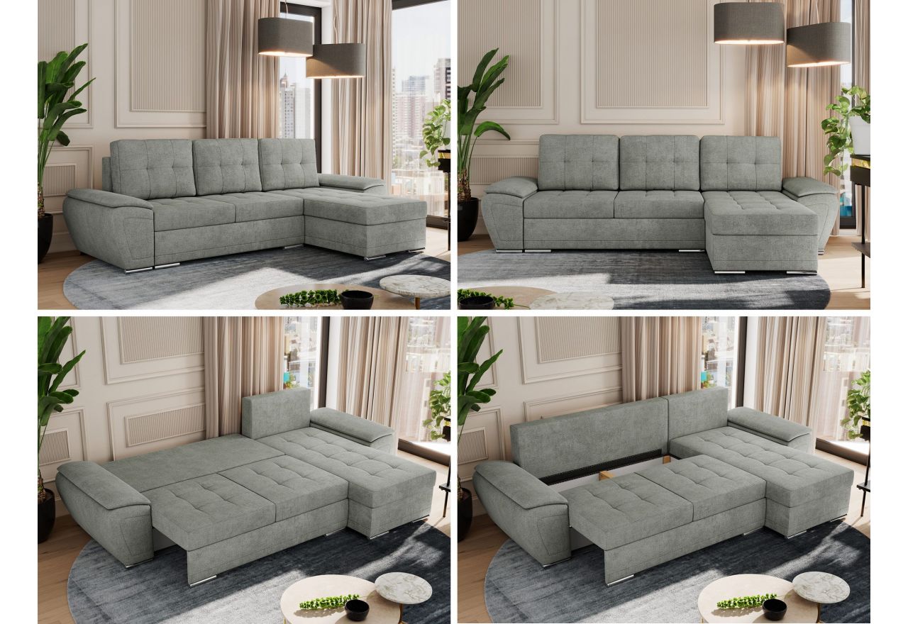 Narożnik UMBRIA L - uniwersalny - szary, struktura