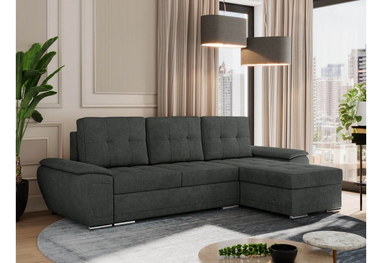 Narożnik UMBRIA L - uniwersalny - ciemnoszary, struktura