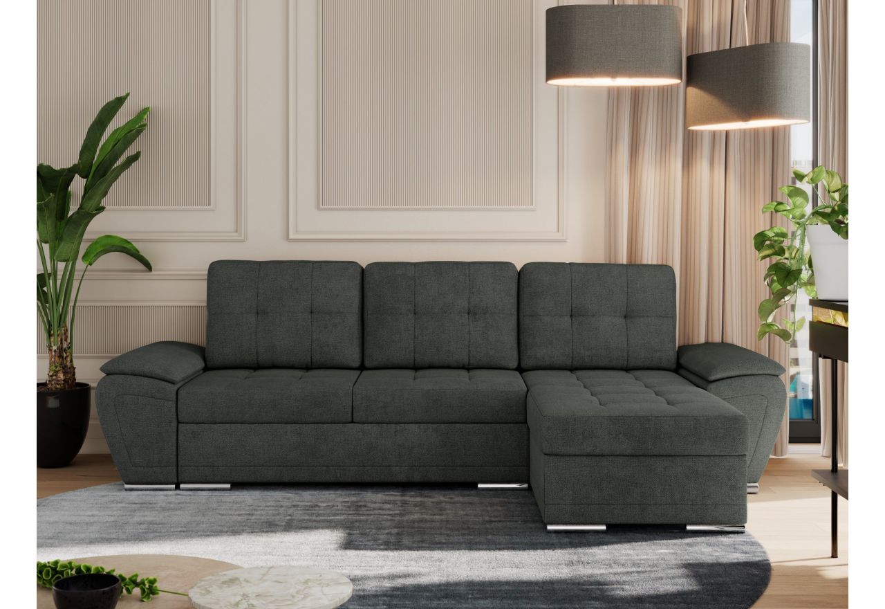 Narożnik UMBRIA L - uniwersalny - ciemnoszary, struktura