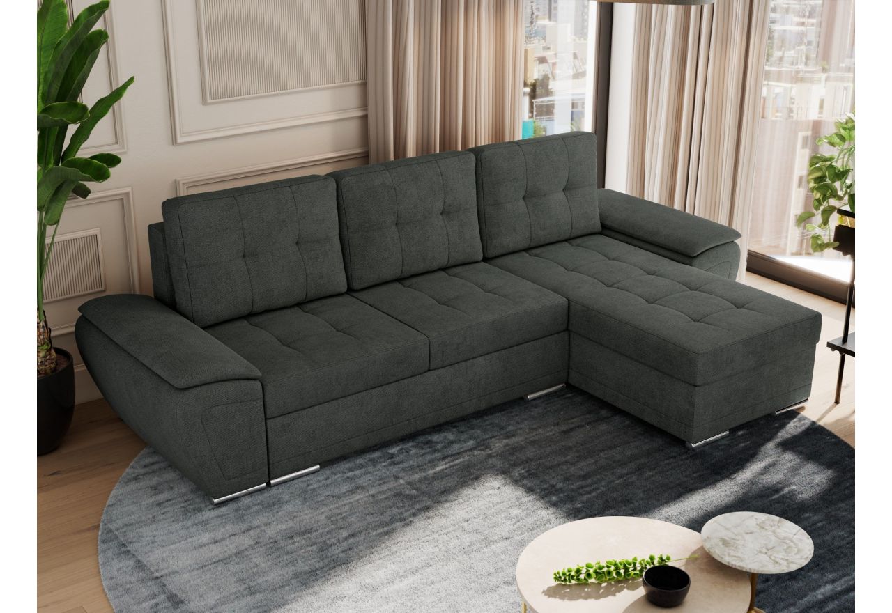 Narożnik UMBRIA L - uniwersalny - ciemnoszary, struktura