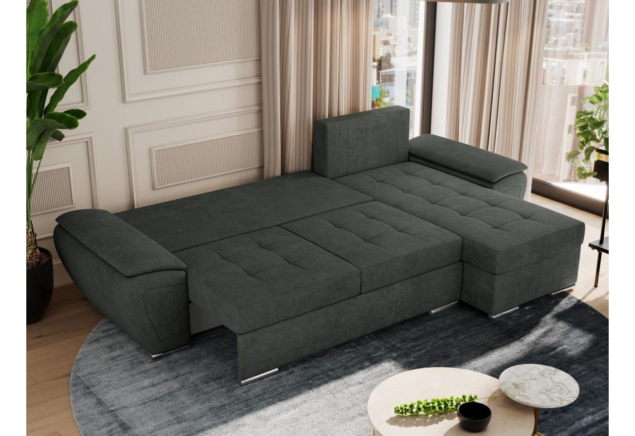 Narożnik UMBRIA L - uniwersalny - ciemnoszary, struktura