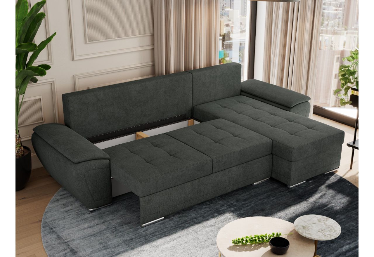 Narożnik UMBRIA L - uniwersalny - ciemnoszary, struktura