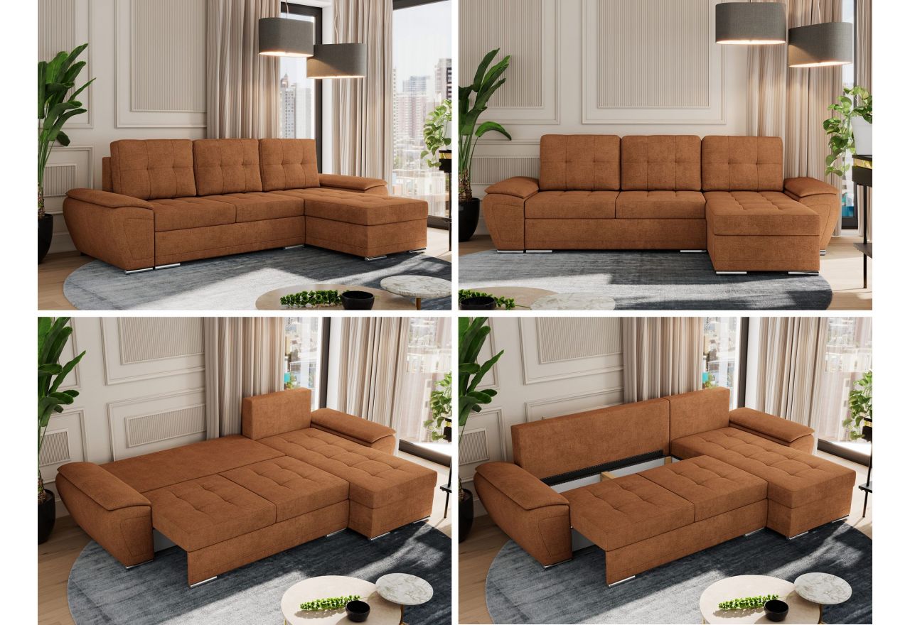 Narożnik UMBRIA L - uniwersalny - pomarańczowy, struktura