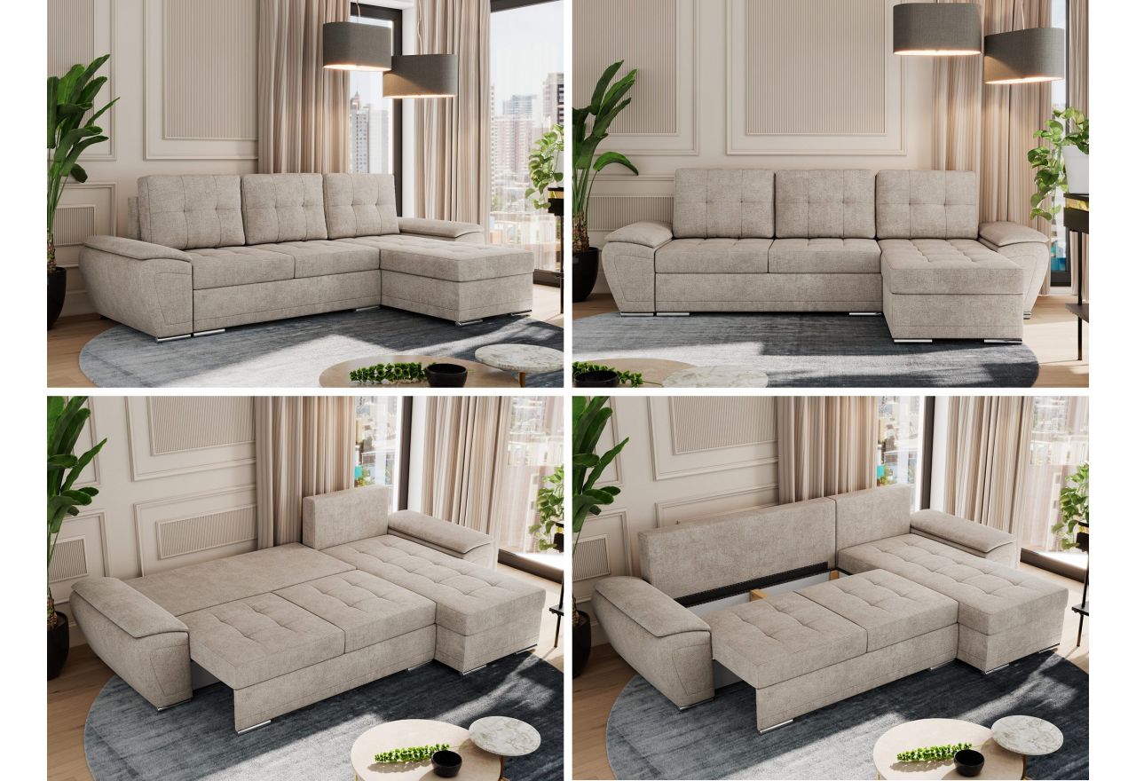 Narożnik UMBRIA L - uniwersalny - beżowy, struktura