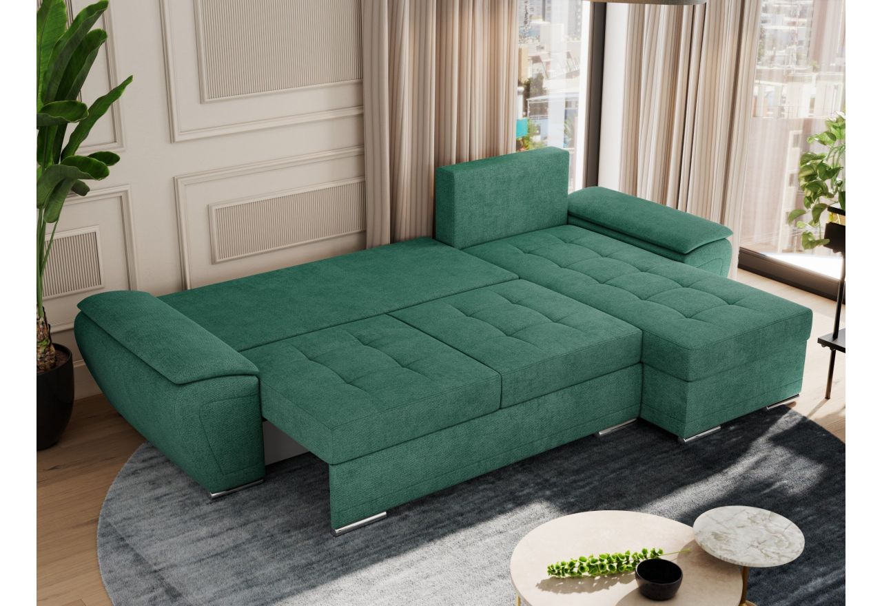 Narożnik UMBRIA L - uniwersalny - ciemnozielony, struktura