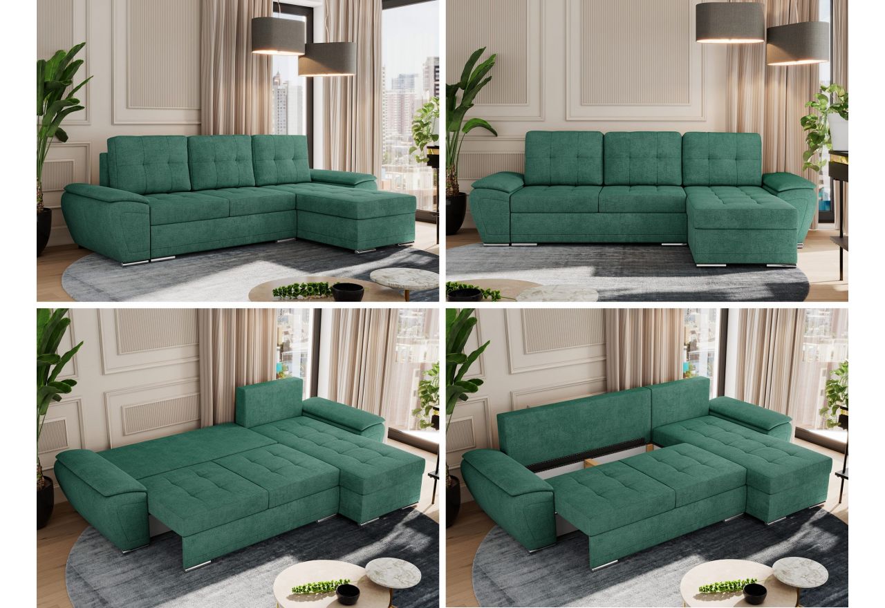 Narożnik UMBRIA L - uniwersalny - ciemnozielony, struktura