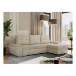 Narożnik UMBRIA L - uniwersalny - beżowy, welwet