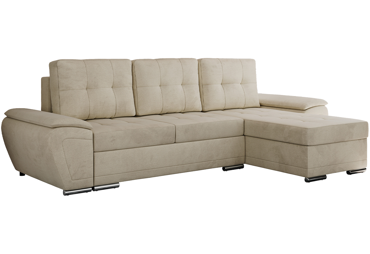 Narożnik UMBRIA L - uniwersalny - beżowy, welwet