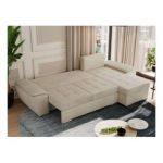 Narożnik UMBRIA L - uniwersalny - beżowy, welwet