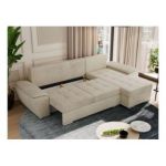 Narożnik UMBRIA L - uniwersalny - beżowy, welwet