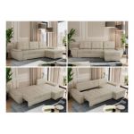 Narożnik UMBRIA L - uniwersalny - beżowy, welwet