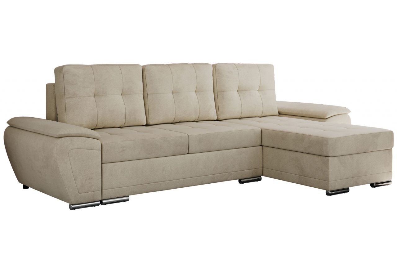 Narożnik UMBRIA L - uniwersalny - beżowy, welwet