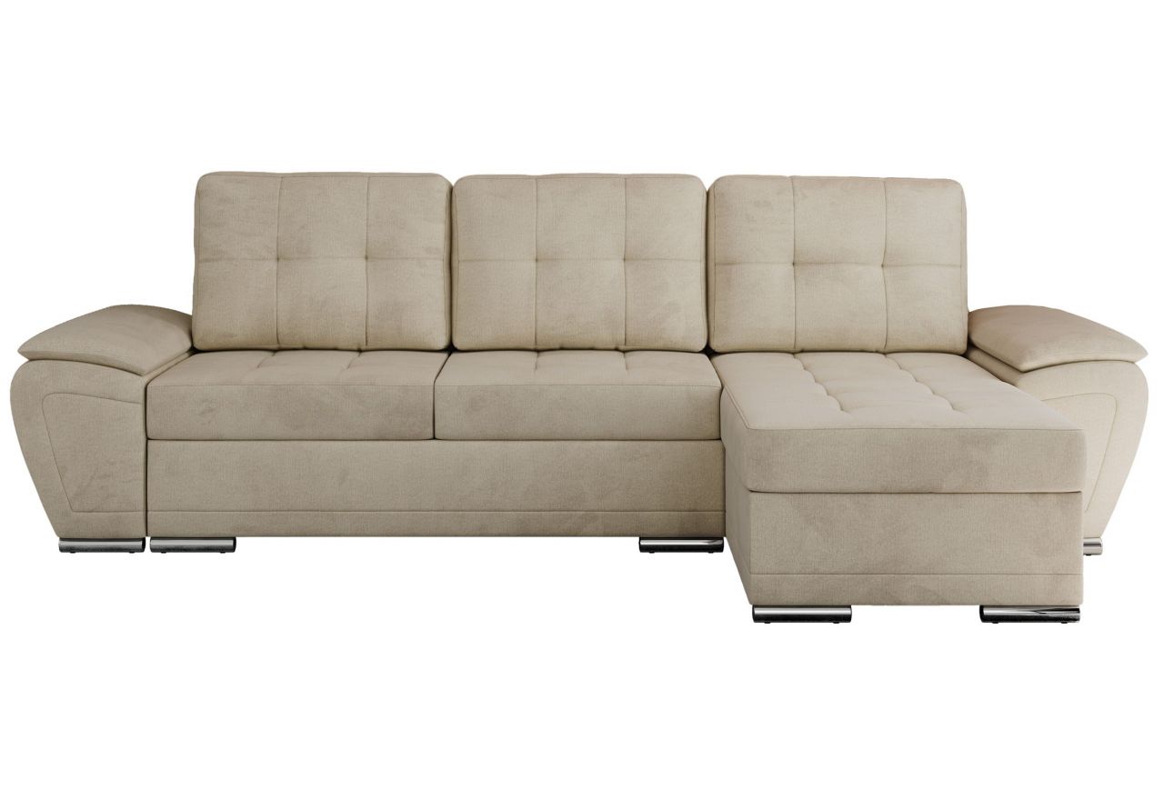 Narożnik UMBRIA L - uniwersalny - beżowy, welwet