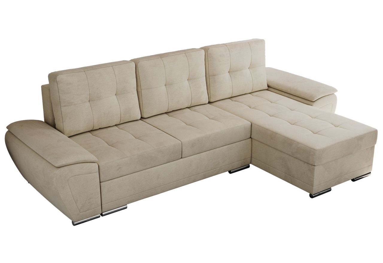 Narożnik UMBRIA L - uniwersalny - beżowy, welwet