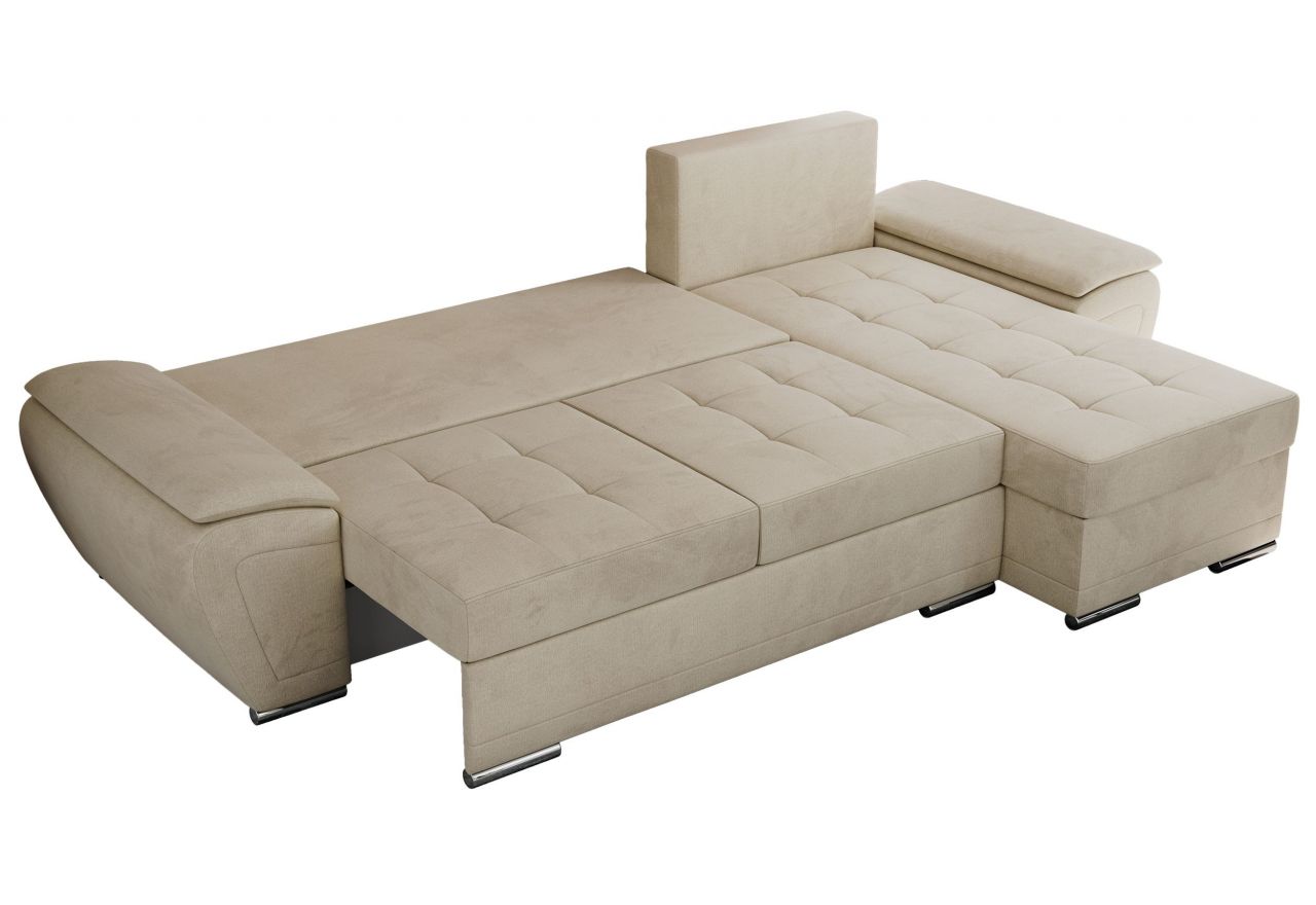 Narożnik UMBRIA L - uniwersalny - beżowy, welwet