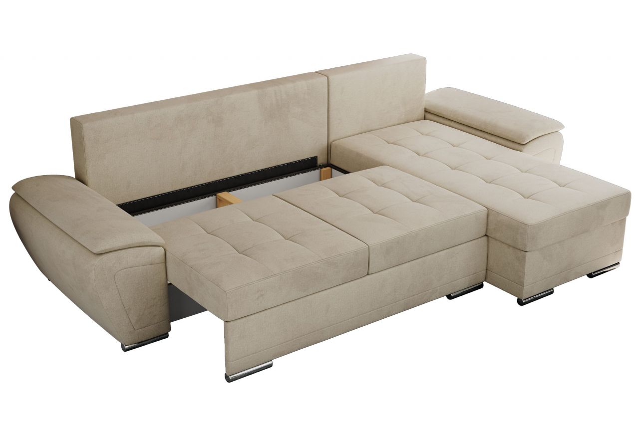 Narożnik UMBRIA L - uniwersalny - beżowy, welwet