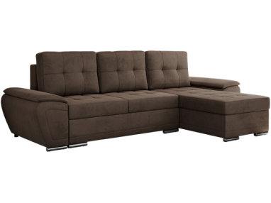 Narożnik UMBRIA L - uniwersalny - brązowy, welwet