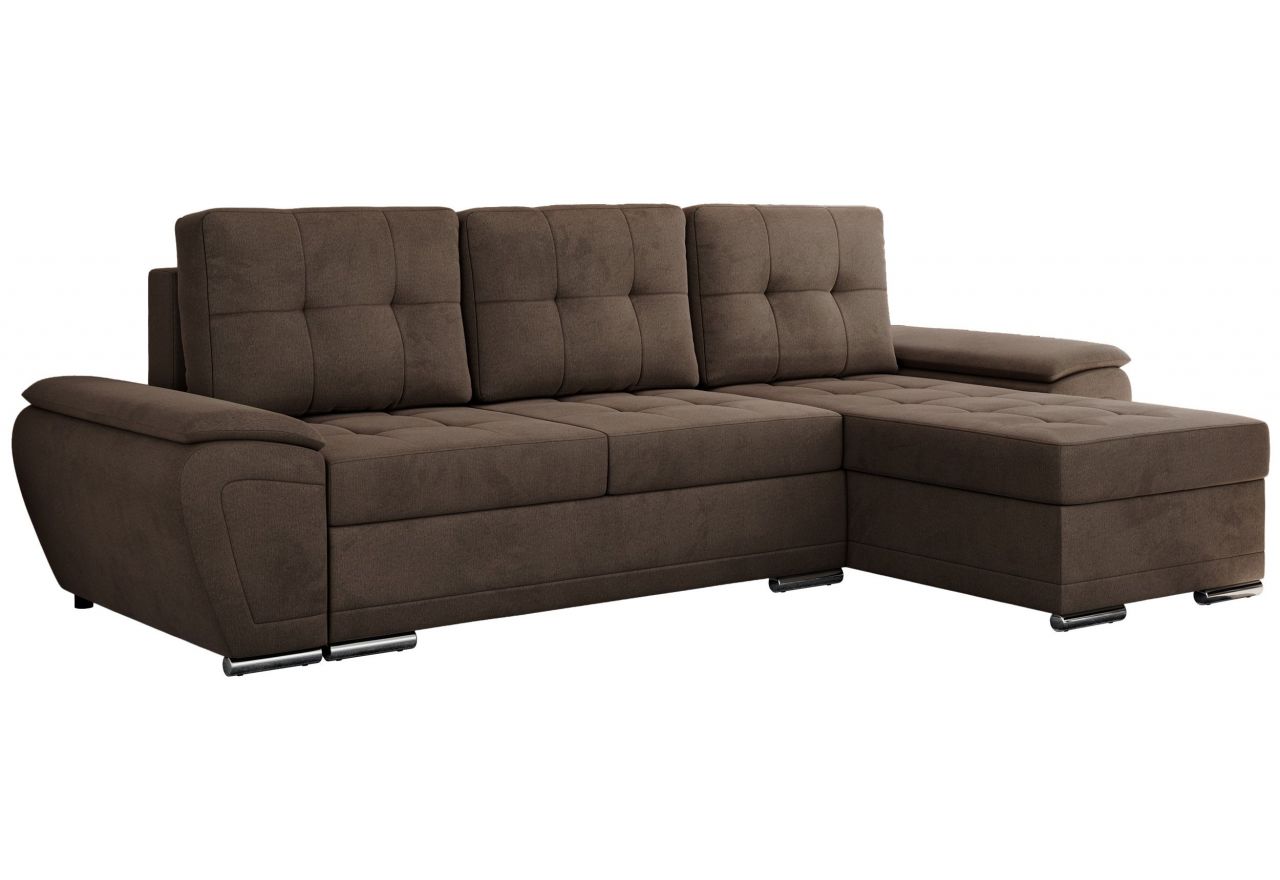 Narożnik UMBRIA L - uniwersalny - brązowy, welwet