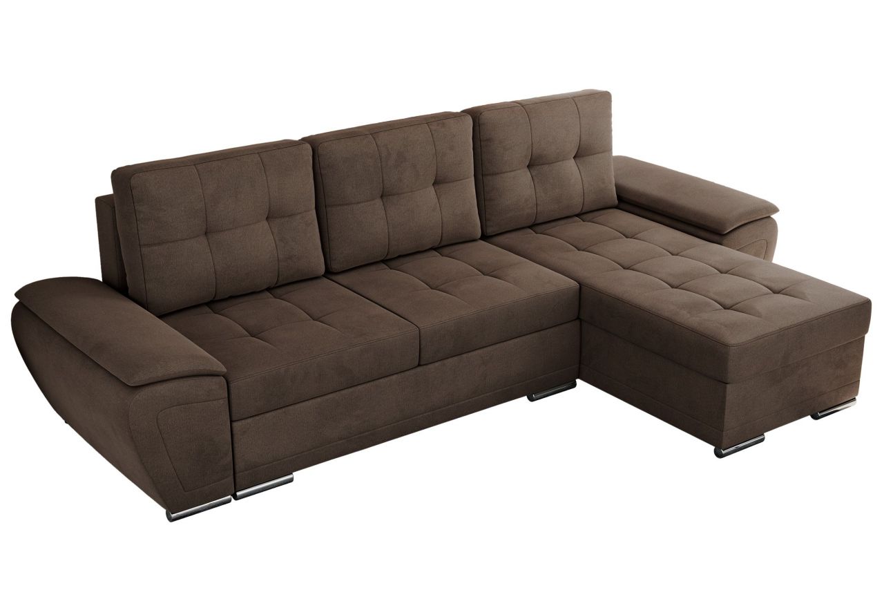 Narożnik UMBRIA L - uniwersalny - brązowy, welwet