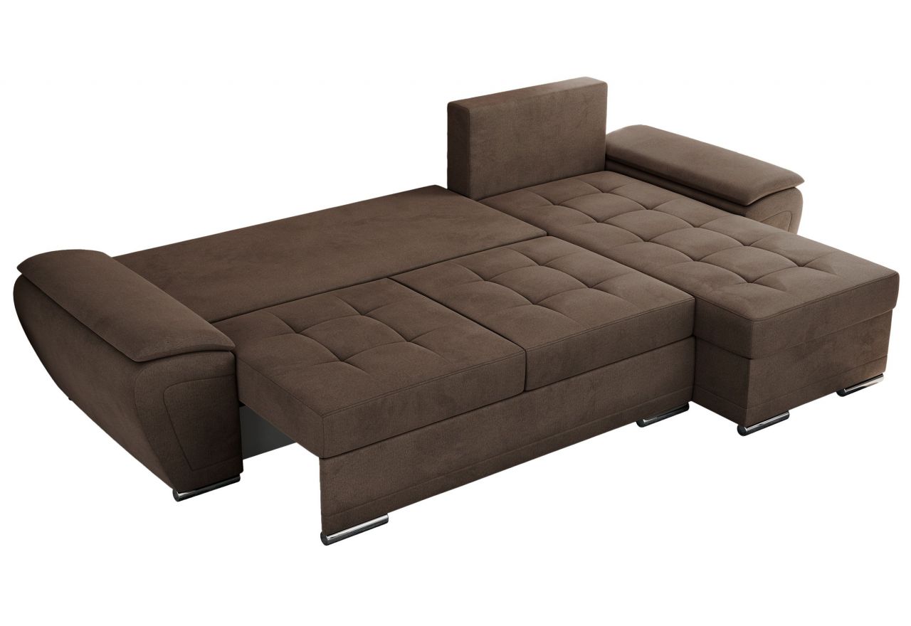 Narożnik UMBRIA L - uniwersalny - brązowy, welwet