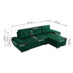 Narożnik UMBRIA L - uniwersalny - ciemnozielony, welwet