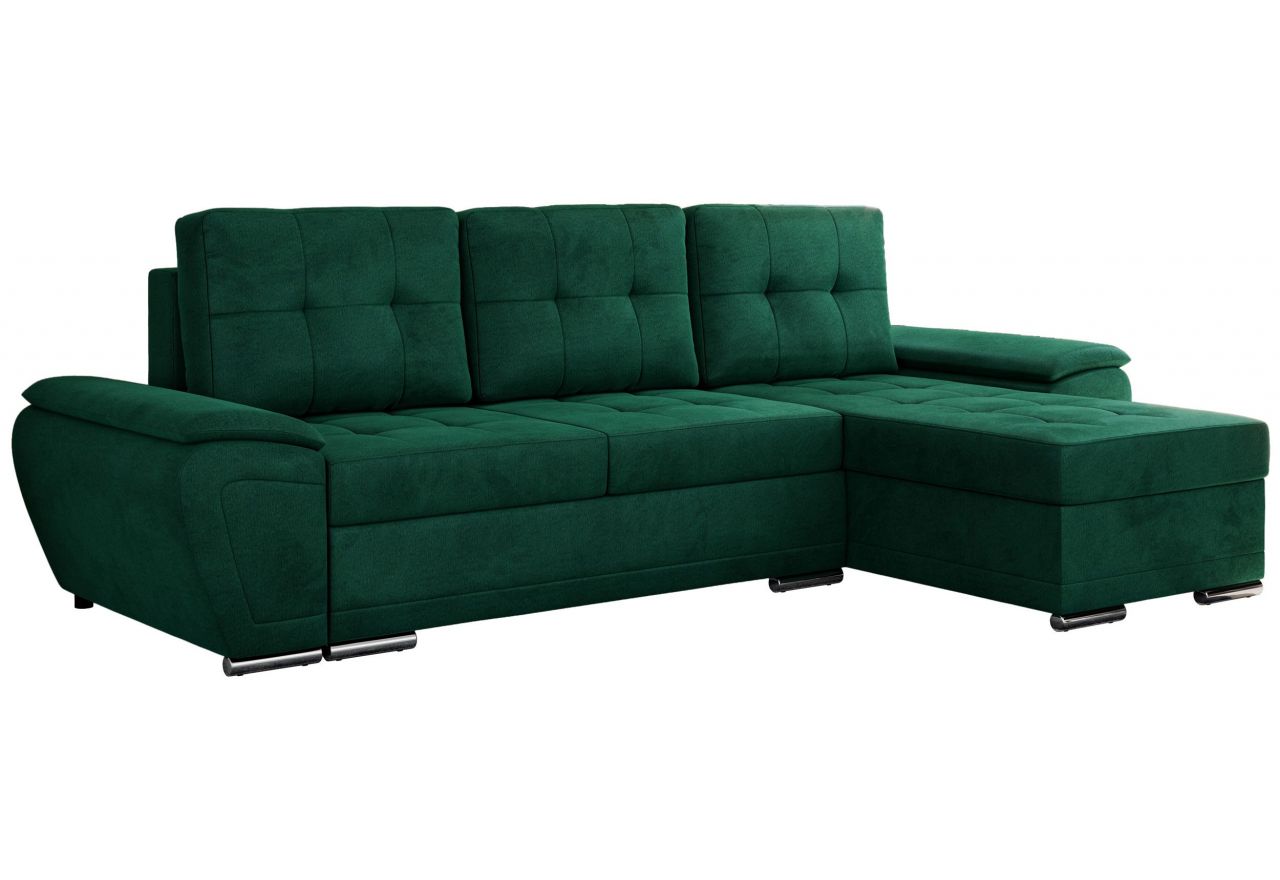Narożnik UMBRIA L - uniwersalny - ciemnozielony, welwet
