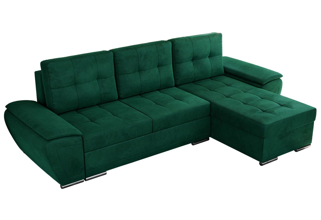 Narożnik UMBRIA L - uniwersalny - ciemnozielony, welwet