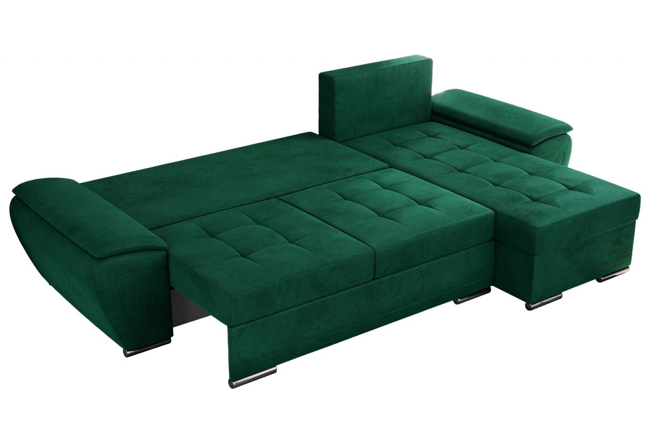 Narożnik UMBRIA L - uniwersalny - ciemnozielony, welwet